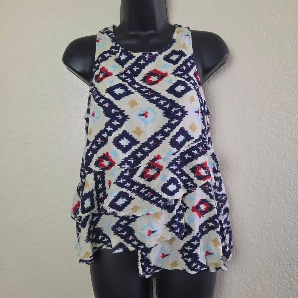 Solito Geometric Ruffled Tank Top